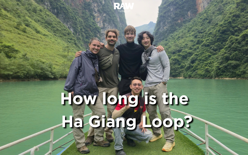 The Ha Giang Loop covers a total distance of roughly 300 to 400 kilometers